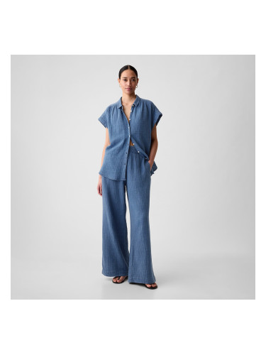 Панталони GAP Gauze Wide Leg Pants Blue Denim Wash XS