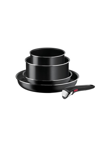 Tefal - Комплект готварски съдове 5 бр. INGENIO EASY COOK & CLEAN BLACK