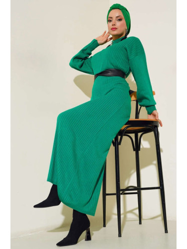 Bigdart 15900 Hijab Knitwear Dress - Green