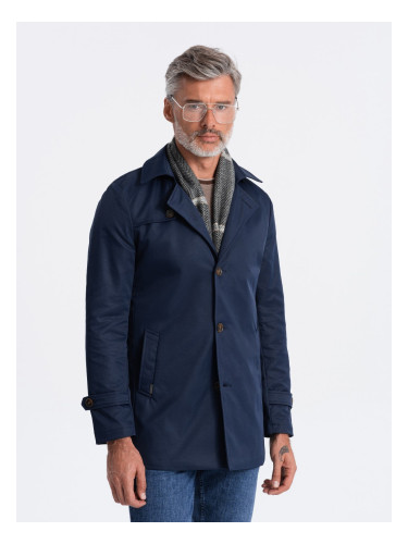 Ombre Men's short trench with classic cut - navy blue