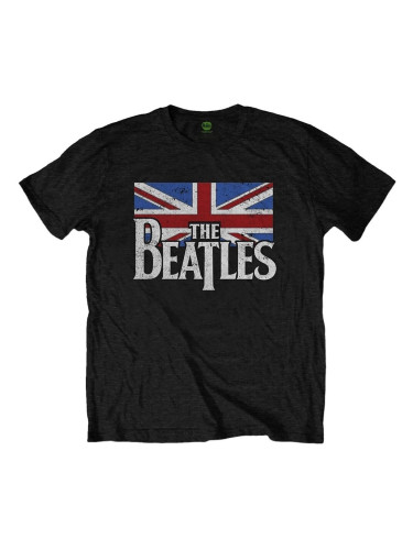 The Beatles Риза Drop T Logo & Vintage Flag Unisex Black M