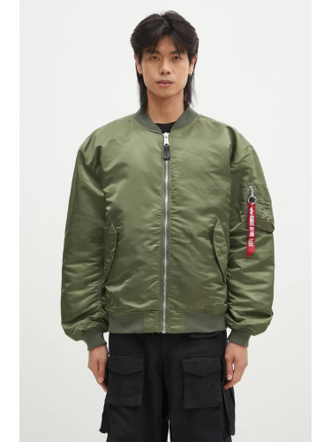 Яке бомбър Alpha Industries MA-1 CS в зелено преходен модел с уголемена кройка 136136