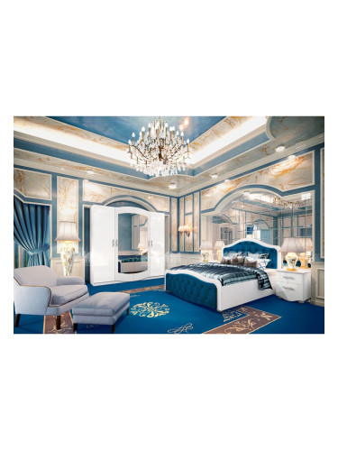 Спален комплект 7034 с легло за матрак 160/200, голям гардероб и нощни шкафчета