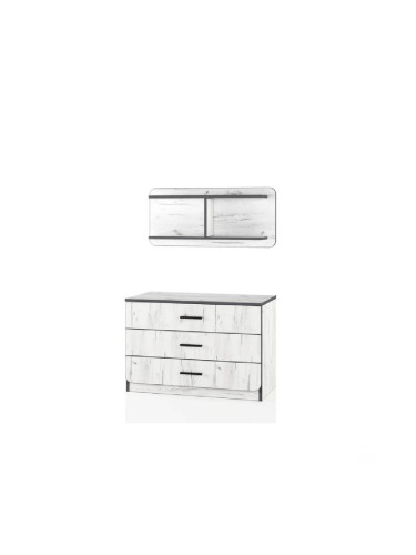 Скрин с етажерка Mod 3086, Дъб крафт и бял