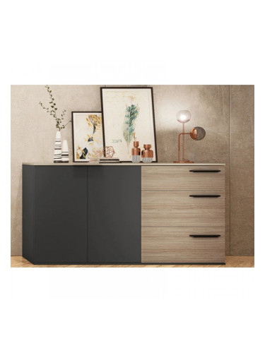 Скрин Chrome, Графит и Сонома, Стъкло витрина - сиво