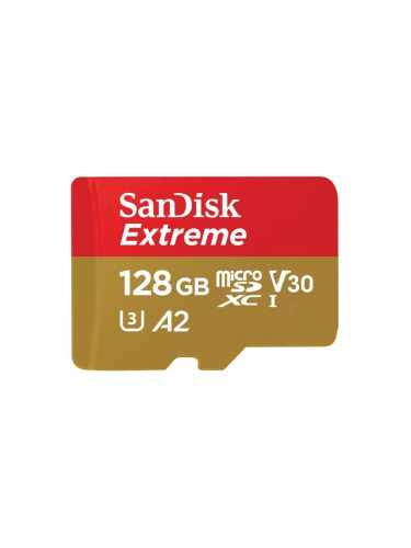 SanDisk Extreme microSDXC 128GB + SD Adapter + 1 year RescuePRO Deluxe up to 190MB/s & 90MB/s Read/Write speeds A2 C10 V30 UHS-I U3; EAN:619659188450