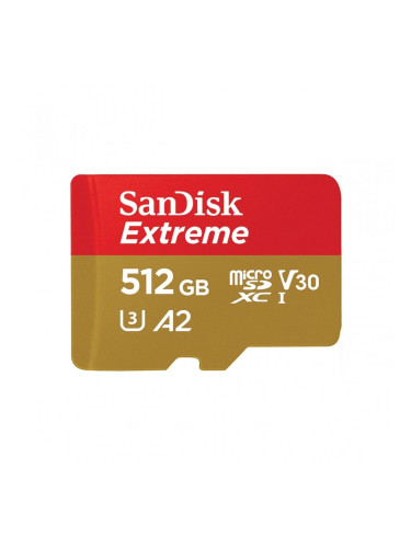 SanDisk Extreme microSDXC 512GB + SD Adapter + 1 year RescuePRO Deluxe up to 190MB/s & 130MB/s Read/Write speeds A2 C10 V30 UHS-I U3; EAN:619659189648