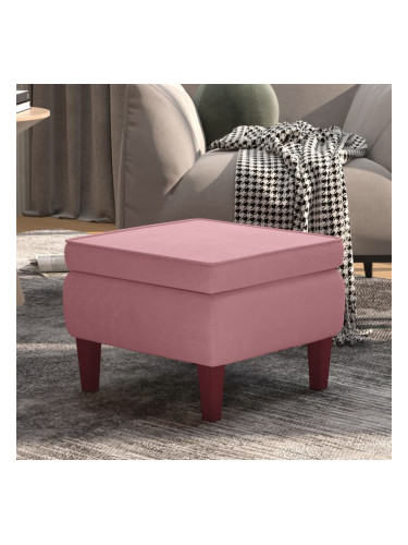Sonata H Табуретка с дървени крака, розова, кадифе