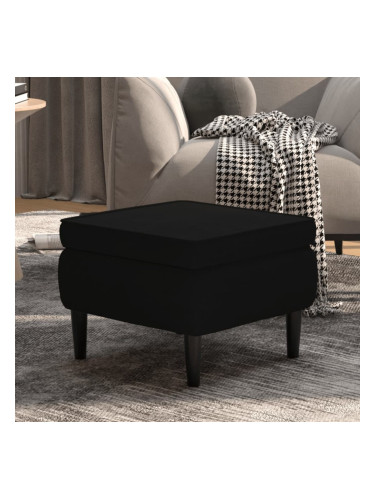 Sonata H Табуретка с дървени крака, черна, кадифе
