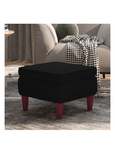 Sonata H Табуретка с дървени крака, черна, кадифе