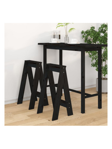 Sonata H Табуретки, 2 бр, черна, 40x40x75 см, борово дърво масив