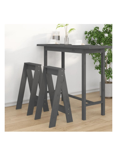 Sonata H Табуретки, 2 бр, сиви, 40x40x75 см, борово дърво масив