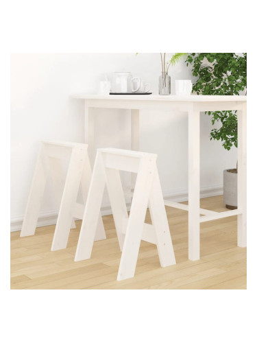 Sonata H Табуретки, 2 бр, бели, 40x40x60 см, борово дърво масив