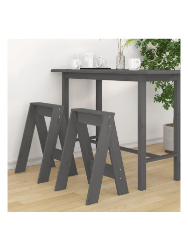 Sonata H Табуретки, 2 бр, сиви, 40x40x60 см, борово дърво масив