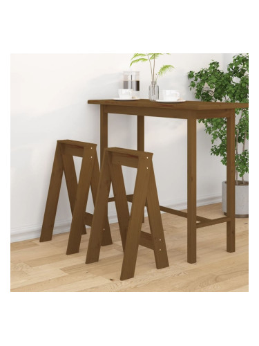 Sonata H Табуретки, 2 бр, меденокафяви, 40x40x75 см, борово дърво масив