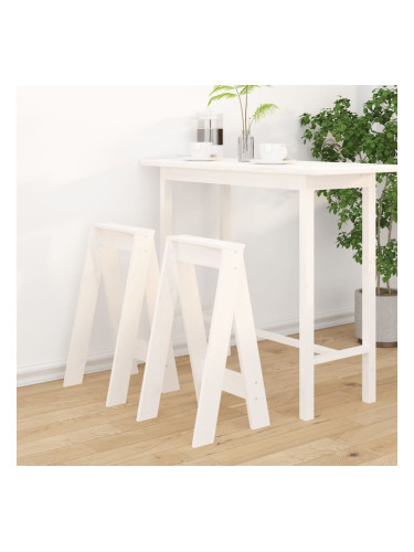 Sonata H Табуретки, 2 бр, бяла, 40x40x75 см, борово дърво масив