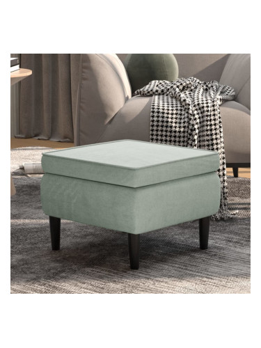 Sonata H Табуретка с дървени крака, светлосива, кадифе