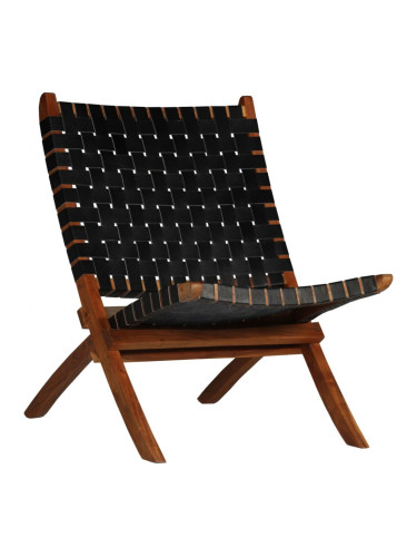 Sonata H Сгъваем стол, кръстосани ивици, черен, естествена кожа