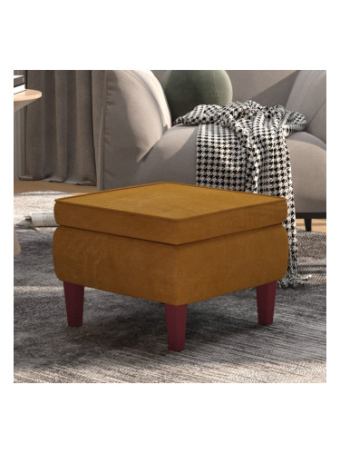 Sonata H Табуретка с дървени крака, кафява, кадифе