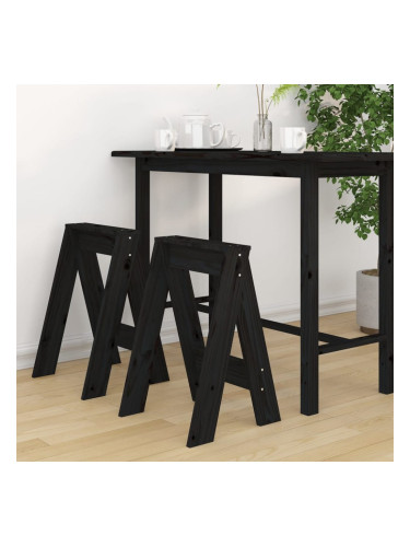 Sonata H Табуретки, 2 бр, черни, 40x40x60 см, борово дърво масив