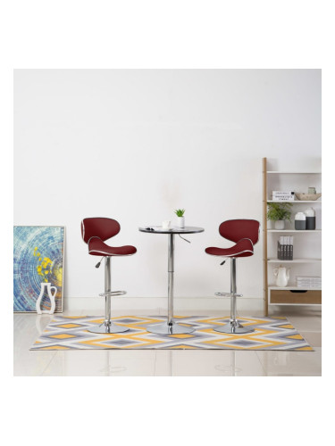 323649 Sonata H Bar Stools 2 pcs Wine Red Faux Leather