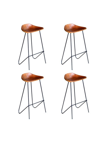 Sonata H Бар столове, 4 бр, естествена кожа, кафяви
