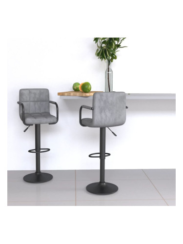 Sonata H Бар табуретки, 2 бр, светлосиви, кадифе