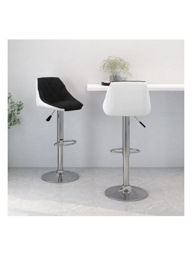 Sonata H Бар табуретки, 2 бр, черно и бяло, изкуствена кожа