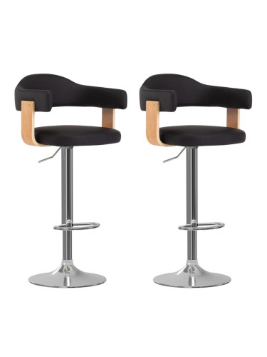 Sonata H Бар табуретки, 2 бр, черни, огънато дърво и изкуствена кожа