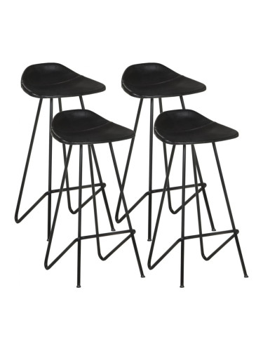 Sonata H Бар табуретки, 4 бр, черни, естествена кожа