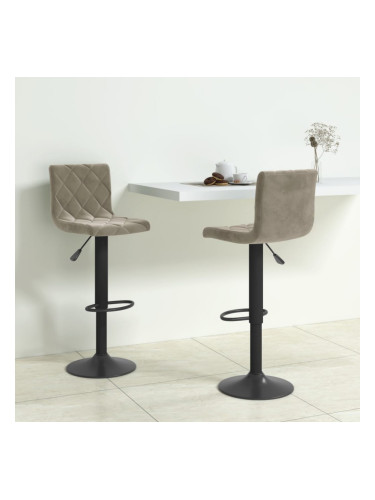 Sonata H Бар табуретки, 2 бр, светлосиви, кадифе