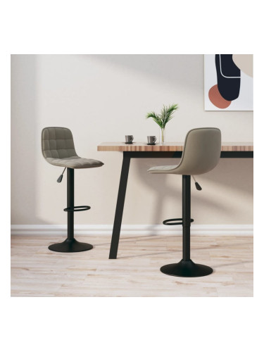 Sonata H Бар табуретки, 2 бр, светлосиви, кадифе