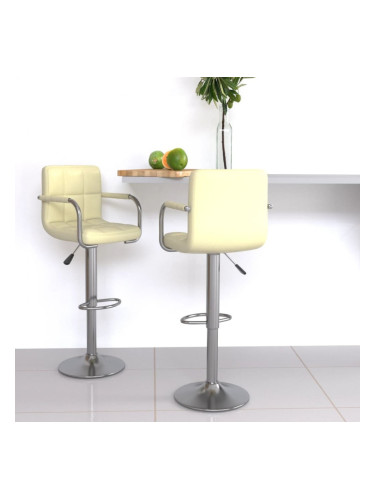 Sonata H Бар табуретки, 2 бр, кремави, изкуствена кожа