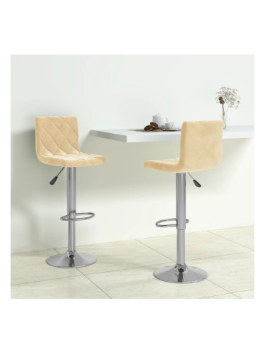 Sonata H Бар табуретки, 2 бр, кремави, кадифе