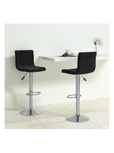 Sonata H Бар табуретки, 2 бр, черни, кадифе