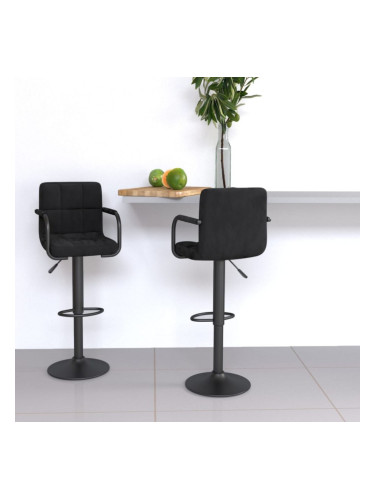 Sonata H Бар табуретки, 2 бр, черни, кадифе