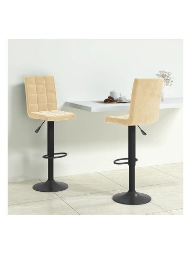 Sonata H Бар табуретки, 2 бр, кремави, кадифе