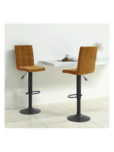 Sonata H Бар табуретки, 2 бр, кафяви, кадифе