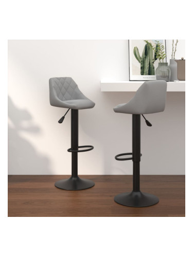 Sonata H Бар табуретки, 2 бр, светлосиви, кадифе