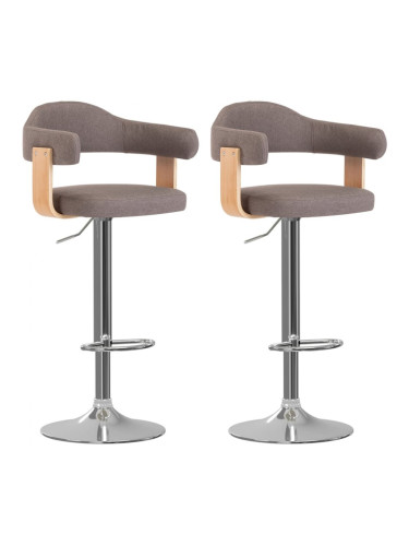 Sonata H Бар табуретки, 2 бр, таупе, извито дърво и текстил