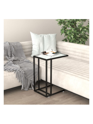 Sonata H Странична маса за компютър, бял мрамор, 50x35x65 см, стъкло