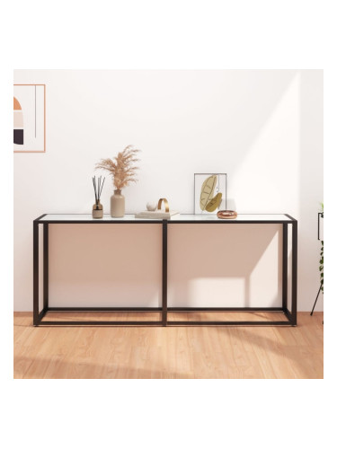 Sonata H Конзолна маса, бял мрамор, 180x35x75,5 cм, закалено стъкло