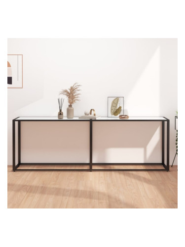 Sonata H Конзолна маса, бял мрамор, 220x35x75,5 cм, закалено стъкло