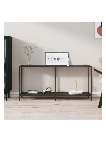 Sonata H Конзолна маса, черна, 160x35x75,5 cм, закалено стъкло