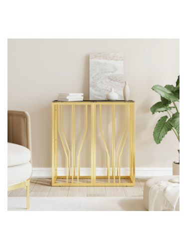 Sonata H Конзолна маса златиста 70x30x70 см неръждаема стомана и стъкло