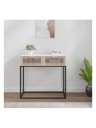 Sonata H Конзолна маса, бяла, 80x30x75 см, инженерно дърво и желязо