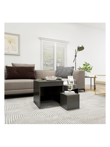 Sonata H Стифиращи маси, 3 бр, сив гланц, инженерно дърво