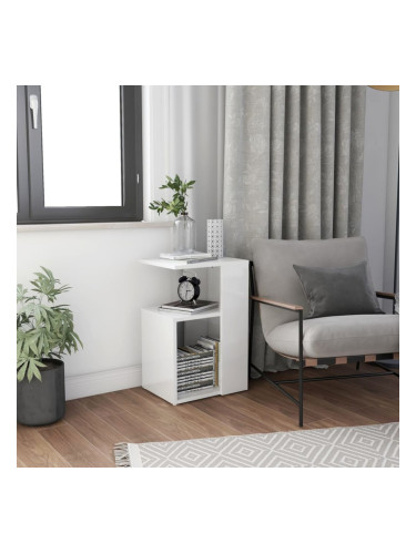 Sonata H Странична маса, бял гланц, 36x30x56 см, инженерно дърво