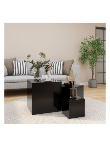 Sonata H Странични маси, 3 бр, черни, инженерно дърво