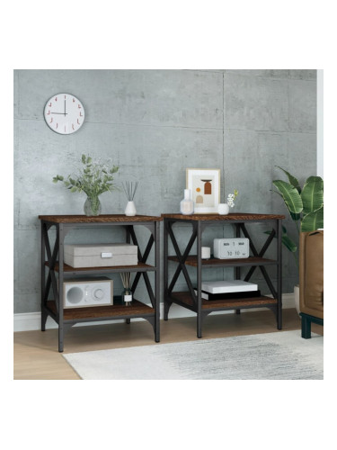 Sonata H Странични маси, 2 бр, Кафяв дъб, 40x42x50 см, инженерно дърво